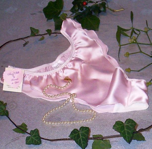 Pink satin frilly knickers